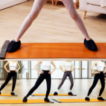 가정용 슬라이딩보드 매트 고강도하체운동 스케이트 홈트 요가 애플힙만들기, 블랙 - 140cmX50cm