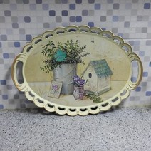 엔틱쟁반 차쟁반 다과쟁반 트레이 타원형 45x32cm, 명화