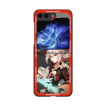 갤럭시플립5케이스 FLIP5 호환 원신 임팩트 프로젝트 게임 폰 폴드 삼성 Z 5 5G 4 블랙 쉘 커버