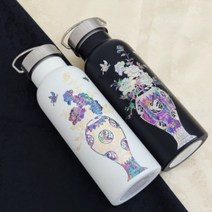 호랑이잠 자개 나전칠기 텀블러 외국인 바이어 세미나 단체 전통 기념품, 일반남색, 화이트