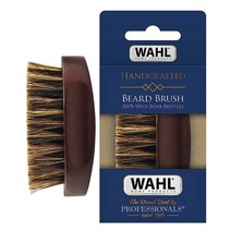 WAHL 왈 클리퍼 바리깡 소형 여행용 수염 브러시 100% 멧돼지 강모 그루밍 및 스타일링을 위한 확고한 천연 모발 – 콧수염 피부 관리용 목재 손잡이 모델 3346, Small Palm Brush