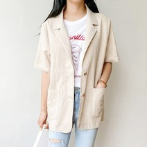 국산 봄신상 린넨반팔자켓 루즈핏 여성 봄자켓