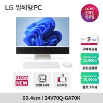 [한컴오피스 증정] LG 일체형PC 24V70Q-GA70K 윈도우11 [24인치/12세대i7/RAM 8GB/SSD 256GB], [연말감사이벤트] 메모리추가 총용량16GB