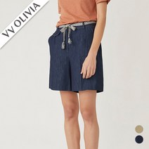 올리비아로렌 비비올리비아 에스닉 벨트 데님 반바지 VVBDSYM5321