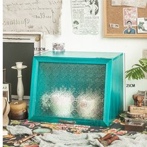 불투명 유리 미니 그릇장 찬장 엔틱 인테리어 빈티지 찻장, 2