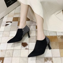 밍브띠 하프체크 뾰족 부티힐 부츠