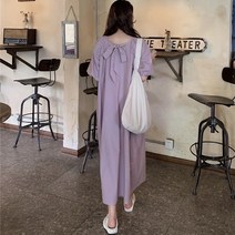 티티웍스 러블리 퍼프소매 백리본 롱 원피스