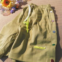 츄리닝반바지 상패 디자인감각 보이핏 볼륨 운동 쇼트 팬츠 여성 와이드 루즈핏 스트레이트핏 일자 캐쥬얼 2290385189, 1, 그린 M