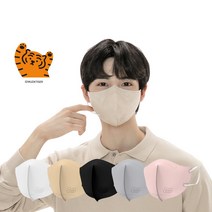 숨그림 50매 대형 중형 소형 무직타이거 KF94 새부리형 2D 마스크, 블랙_중형_50매