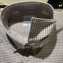 예작 예작 남성정장와이셔츠 스넵 잔체크 신사자수 슬림핏 긴팔셔츠 (YJ1FBS933-BR)