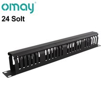 파워딜 OMAY 1U/2U 케이블 관리 수평 마운트 19 인치 서버 랙 슬롯 금속 덕트 와이어 주최자 커버 포함, 02 24 slot Metal A