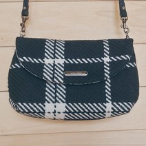 아이니들 모직 심플백 만들기 퀼트 DIY 패키지, 화이트&블랙 핸들포함