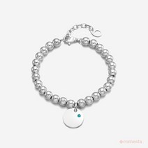 서클 실버 볼 미아방지 팔찌 61-PASB35S, 상세설명 참조, 5mm_Kids 17cm/3월 아쿠아마린