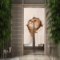 일본 문 커튼 노렌 귀여운 재미 있은 고양이 거실 침실 출입구 파티션 주방 입구 걸이식 반