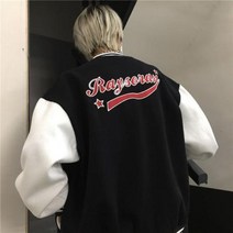 여성 크롭자켓 노카라 자켓 오버핏 숏자켓 봄자켓 봄 가을 편지 R 남성 커플 탑스 하라주쿠 코트 American Baseball Bomber Jacket Loose Streetwe