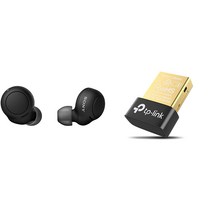[일본정품]SONY소니 무선 블루투스 이어폰 이어버드 고정밀 통화 품질 쉬운 페어링 IPX4 방수 성능 노이즈감소 급속충전 20시간재생 USB어댑터PC연결가능 SBC AAC, 블랙, USB어댑터 포함