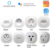 와이파이플러그 와이파이스위치 에너지 절약 100-240VAC Tuya 스마트 플러그 전원 제어 App Smart Life EU 유형 소켓은 Google 및 alexa와 함께 작동, [05] Israel