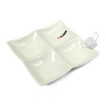 에씨클레오 다양한 용도로 편리하게 사용하는 사각 나눔접시 20cm E-249144, 1개, 화이트