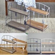 2단 미니 선반 블랙 홈카페선반 미니선반장 식탁위수납 식탁선반 식탁위선반 폭좁은선반 낮은선반 주방미니선반, 아이보리