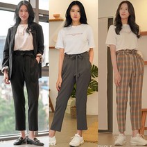 [기타브랜드] 여성 핀턱 테이퍼드 슬랙스 팬츠 1종 택일 /고무줄 밴딩 팬츠/정장