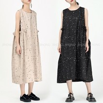 지홍 JIJIHONG 여름 민소매 나시 롱원피스 루즈핏 셔링