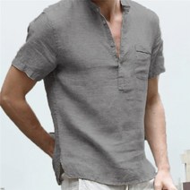 여름 남성 티셔츠 브이넥 포켓 단추 루즈핏 편한 데일리 캐주얼 반팔티 빅사이즈 C88