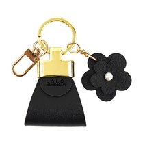 롤시 데이지꽃 진주 자동차 가죽 키링, 럭셔리블랙