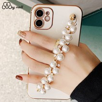 [사은품] 아이폰 전기종 예쁜 진주 펄 큐빅 스마트 스트랩 골드 라인 화이트 슬림 인스타 감성 핸드폰 케이스