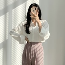 티데일리 여성용 로우 실키 루즈핏 셔츠