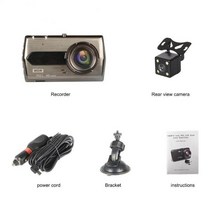 차량 운전 레코더 100P HD 4 인치 듀얼 렌즈 카메라 및 비디오 야간 투시경 대시 캠 자동차 금속 쉘 DVR, 01 1080P_01 Without TF Card