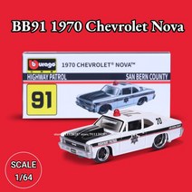 조카선물 어린이날선물 다이캐스트 Bburago 1/64 미니 차량용 모델 BB34 푸조 RCZ 스케일 미니어처 아트 차량 복제 컬렉션 장난감, [19] BB91 1970 Nova