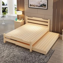 슬라이딩 침대 2단 슬림 공간활용 나무 더블 원룸 착불x 매트포함 튼튼한 무향, 1000mmx1900mm, 착불비무료, 메인침대