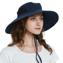 박스비 자외선차단 남녀공용 등산 낚시 캠핑 모자 얼굴 햇빛가리개 벙거지모자 여름 사파리 챙넓은 모자, 네이비블루