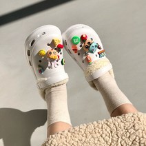 유니모노 키높이 통굽 겨울 슬리퍼 짱구 장식 포함 털슬리퍼
