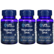 라이프익스텐션 베지테리안 DHA 200mg 30베지캡슐 3개 도코사헥사엔산 해조유 미세조류