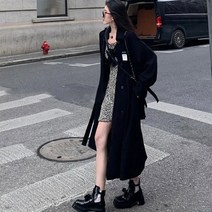 여자 봄가을 더블버튼 트렌치코트 재킷 캐주얼 미시 자켓 바바리 코트 인박카076