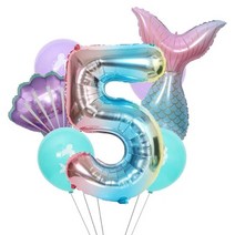 이벤트풍선 파티풍선 레터링풍선 인어 파티 풍선 32 인치 1 2 3 호일 번호 소녀 생일 장식 베이비 샤워 헬륨 글로브, 6.Number 5 - As picture