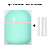 미니 초음파 USB 에센셜 오일 디퓨저 자동차 정수기 220ml 아로마 음이온 미스트 메이커 가정용 자동차 LED 야간 램프, green