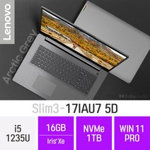 [[서비스 무상 업그레이드]] 레노버 아이디어패드 Slim3-17IAU7 5D, Win11 Pro, 16GB, 1TB