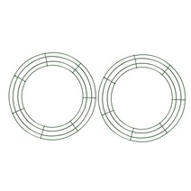 GHSHOP 2X 철 라운드 와이어 화환 만들기 프레임 꽃꽂이 DIY 휴가 30cm, 녹색 + 그린