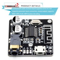 G2030 블루투스 오디오 수신기 보드 5.0 4.1 MP3 무손실 디코더 무선 스테레오 음악 모듈 DIY VHM314 3.7V5, 03 5.0 Black Version