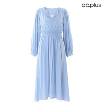 에이비플러스 셔링 나비카라 플레어 원피스