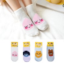 베비포 카카오프렌즈 얼굴 단목 양말 4족 세트