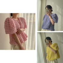 엠보블라우스 구름블라우스 핑크 엘로우 퍼플