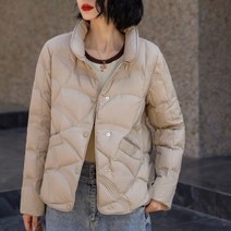 패딩 여 구름 화이트 오리털 숏 하이넥 보온 코트