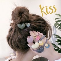 각하트 머리끈4개SET 포니테일 헤어슈슈 세트 은꽃밴드