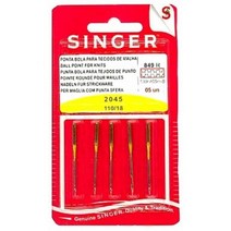 SINGER KNIT BALL-POINT 재봉틀 미싱 SEW NEEDLE #2045 SIZE 110/18~5 PACK