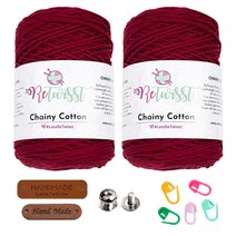 청송뜨개실 리트위스트 체이니코튼(2볼) 뜨개실+뜨개부자재(뜨개라벨2개+뜨개단코표시링5개+뜨개용솔트레지1개), 1세트, 30.버건디