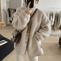 오버핏 플리스 자켓 코트 뽀글이 양털후리스 점퍼 여성