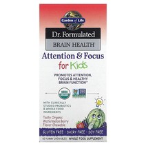 US 직배송 Garden of Life Dr. Formulated 두뇌 건강 어린이용 주의 및 집중력 워터멜론 베리 맛있는 츄어블 60정 658010120715 미국직구 보충제